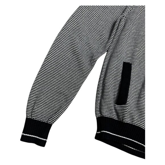 MICHAEL STARS Striped Zip Luxury Designer Knit Sweater Cardigan Jacket Men Large - Picture 5 of 6